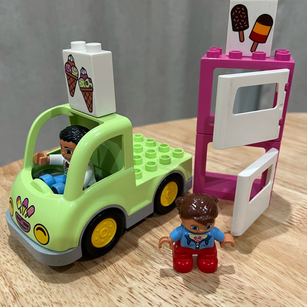 Lego Ice Cream Truck with Green and Pink Blocks